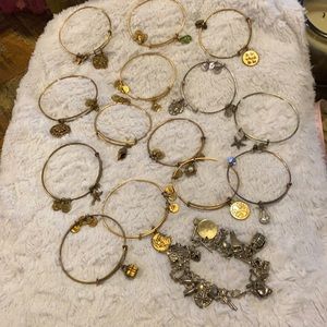 LOT of Alex and Ani bracelets & bonus walking dead charm bracelet!